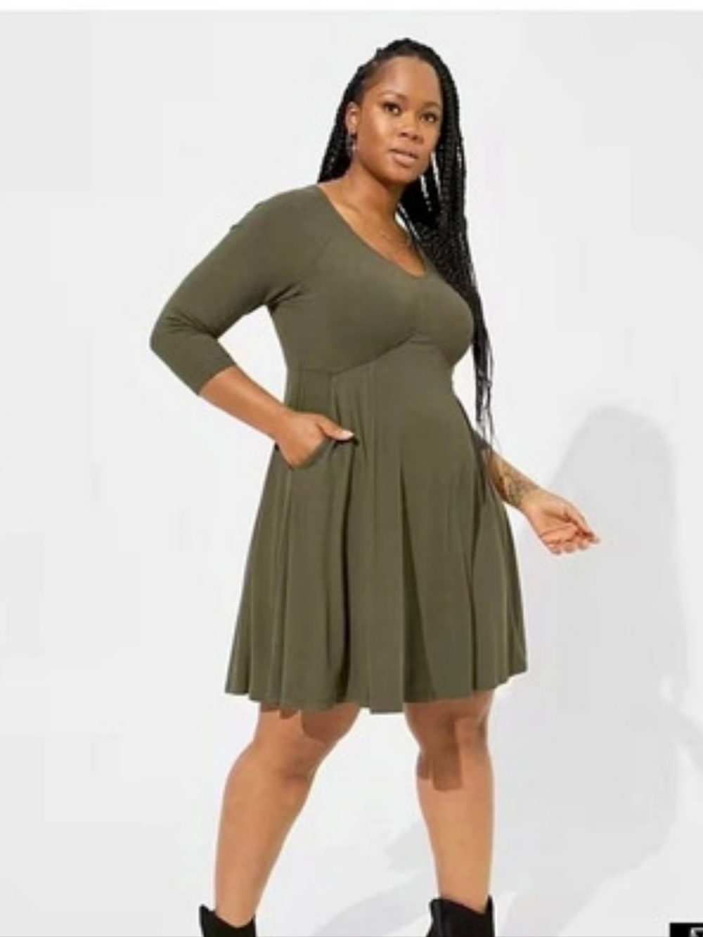 Torrid Mini Foxy Rib Fit And Flare Dress in Green 5x